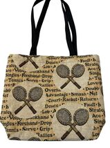 Vintage Racquet Sports Tapestry Tote Bag Pickleball Tennis Racket Double... - $22.46