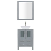 30&quot; Vanity Sink Base Cabinet with Mirror and Vessel Sink Gray Modern - £685.56 GBP