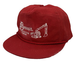 Vintage Bosack Construction Hat Cap Snap Back Red Rope Embroidered Excav... - £14.00 GBP