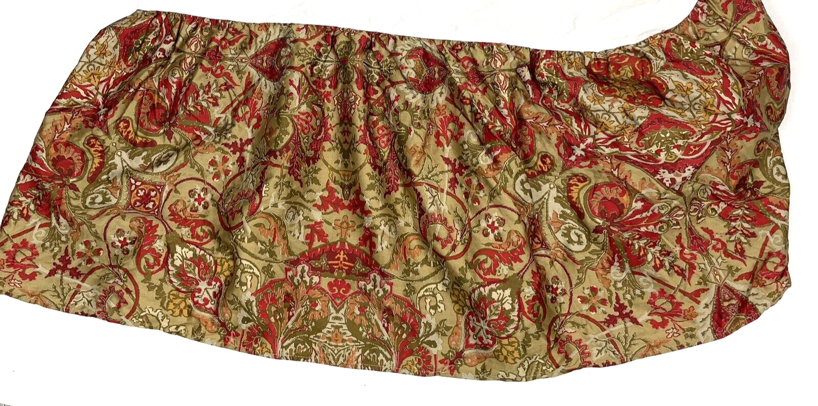 Ralph Lauren Randolph Queen Bed Skirt Dust Ruffle Red Paisley Cotton Sateen - $60.00