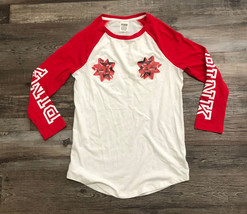 Victorias Secret Pink Holiday Christmas Bow Baseball Tee T-Shirt Top Size XS - £16.93 GBP