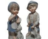 Vintage KPM Porcelain Figurine Boy &amp; Girl With A Dog, Horn,  6” Made In ... - $14.55