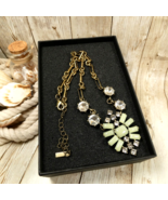 JEWELMINT Rhinestone Green Acrylic Gold Tone Necklace NIB New In Box - £10.60 GBP