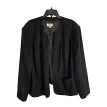 Talbots Womens Jacket Plus Size 24W Black Long Sleeve Open Front Pockets - $41.67