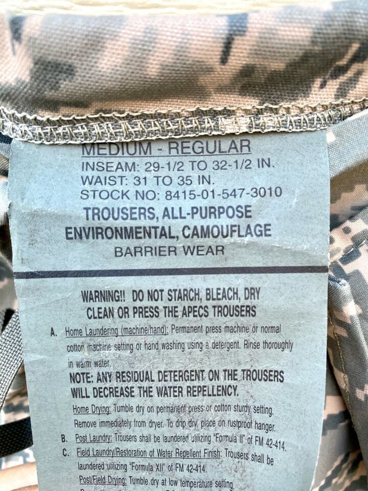 GENUINE USAF APECS ABU GORE TEX TIGER STRIPE ALL PURPOSE SET - MEDIUM REGULAR #2 Item image 6