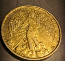 VINTAGE GOOD LUCK HEAVENLY GUARDIAN ANGEL WITH HALO TOKEN COIN 2 sided - $5.12