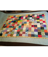 Vintage 45 3/4&quot; x 33 1/2&quot; Tablecloth Colorful Patchwork Square Baby Quilt - £23.53 GBP