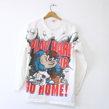 Vintage Looney Tunes Taz Play Hard Or Go Home Football Long Sleeve T Shirt Large - £44.02 GBP