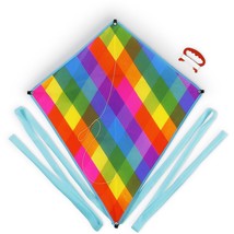 [Pack Of 4] Rainbow Plaid Diamond Kite - £14.14 GBP