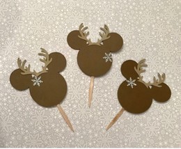 Mickey Mouse cupcake topper, mickey cupcake topper, mickey reindeer - $8.17