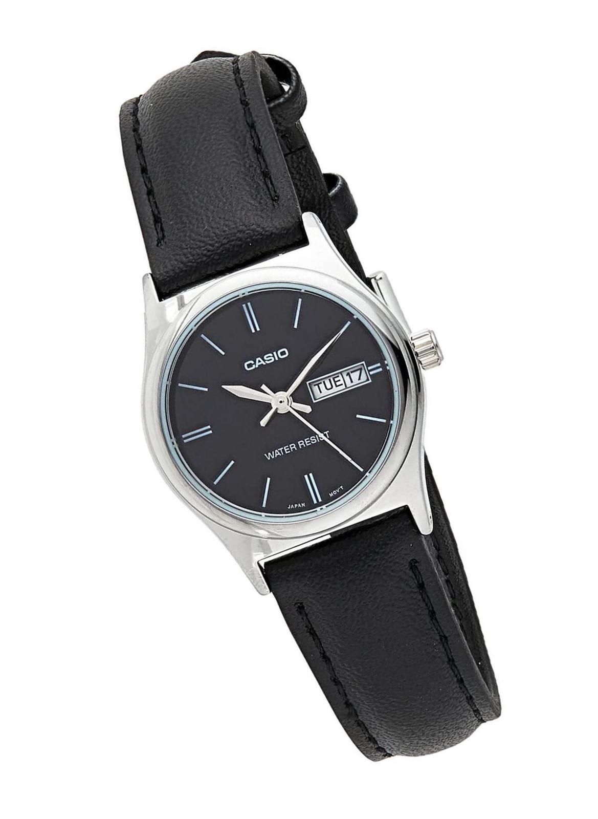 LTP-V006L-1B2 Women&#39;s Black Leather Band Black - $93.18
