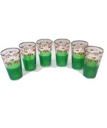 Vintage Venezia Italy Mid Century Green Gold Red Set Of 6 Shot Cordial G... - $106.51 CAD