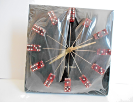 Vintage New Black Las Vegas Dice Tabletop Battery Clock with Red Lucite Dice - £23.29 GBP