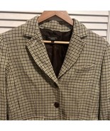Talbots Women&#39;s Green &amp; Brown Houndstooth Wool Blazer Jacket - Size 8 - £20.11 GBP