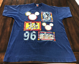 VTG Mickey Minnie Mouse Sports 1996 Navy Blue T-Shirt Short Sleeve Distr... - $11.88