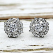 1.25Ct Round Cut Moissanite 925 Sterling Silver Screw Back Stud Earrings For Her - £98.53 GBP