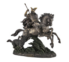 Bronzed Norse God Odin Riding Sleipner Statue - £108.99 GBP