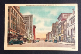 Lackawanna Avenue Looking East Scranton PA Street View Cars Linen Postcard c1947 - £6.33 GBP