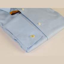 Mens 100% Egyptian Cotton Shirt French Cuffs Wrinkle resistance Enzo 61102 Blue image 7