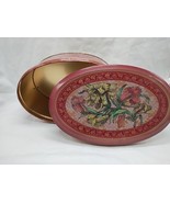 *Empty Tin* Vintage Lotus Leaves And Flowers Oval Tin 4 1/4&quot; X 6 3/4&quot; X ... - $406.14 MXN