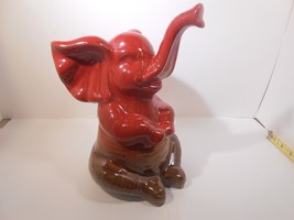 APROPOS Home Collection Elephant 10&quot; Red Glased Trunk UP - £21.95 GBP