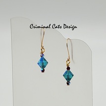 3 Pairs of Swarovski Earrings in Blue Zircon and Silk Xilion Shimmer hand made  image 2