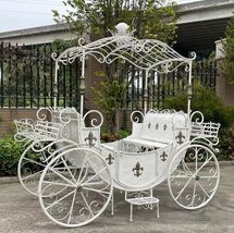 Zaer Ltd. Large Parisian Style Iron Carriage with Planters Antoinette (Antique W - £5,210.30 GBP