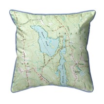 Betsy Drake Square Pond, ME Nautical Map Large Corded Indoor Outdoor Pillow - £42.63 GBP
