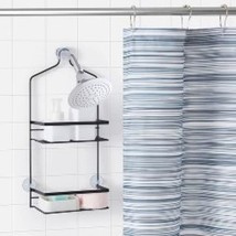 NEW 15pc Shower Curtain Bundle Set Marl Striped Gray - Jade + Oake - £15.81 GBP