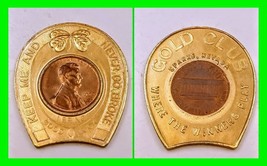 Vintage Good Luck Penny Token GOLD CLUB Sparks Nevada 1970-D Lincoln Penny - £28.20 GBP