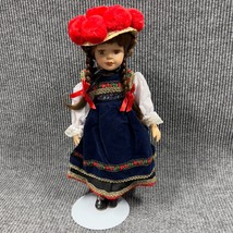 VTG Porcelain 18” Doll Standing German Folk Black Forest Girl Moveable R... - $46.53