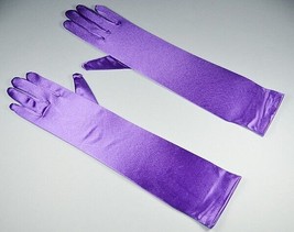 Bridal Prom Costume Adult Satin Gloves Purple Solid Elbow Length - £9.30 GBP