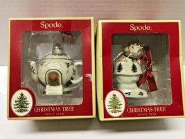 SPODE Set of 2 Dog In Stocking and Teapot Christmas Tree Ornaments - $29.70