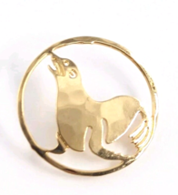 VTG Wild Bryde Sea Lion Circle Gold Tone Metal Cut Out Animal Pin Tie Tack - £10.66 GBP