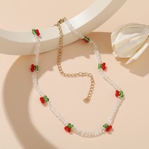 Korean Fashion Cherry Choker Transparent Beads Fruit Women Necklace For Female P - £13.07 GBP