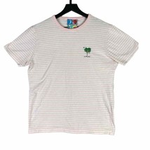 Loteria x Forever 21 Men&#39;s M Pink Striped Embroidered Casual Tee Shirt S... - £11.89 GBP