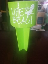 NEW GeckobrandsBlue Beach Sand Beverage Cup Holder Lime Green - £11.77 GBP