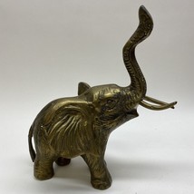 Vintage Brass Elephant Trunk Up Figurine 9” Tall L. 9&quot; W Heavy nice - £27.33 GBP