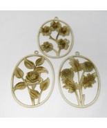 Vtg Set (3) Sexton Metalcraft Inc. Four Seasons Wall Art Floral Plaques ... - £13.30 GBP