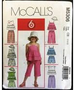 UC Size 1 2 3 Br 20-22 in EASY Girls Capri Shorts Tops Hat Mcalls 5306 Pattern - $6.99