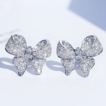 New arrival S925 sterling silver ear pin cute bow crystal from Swarovskis ladies - £7.32 GBP