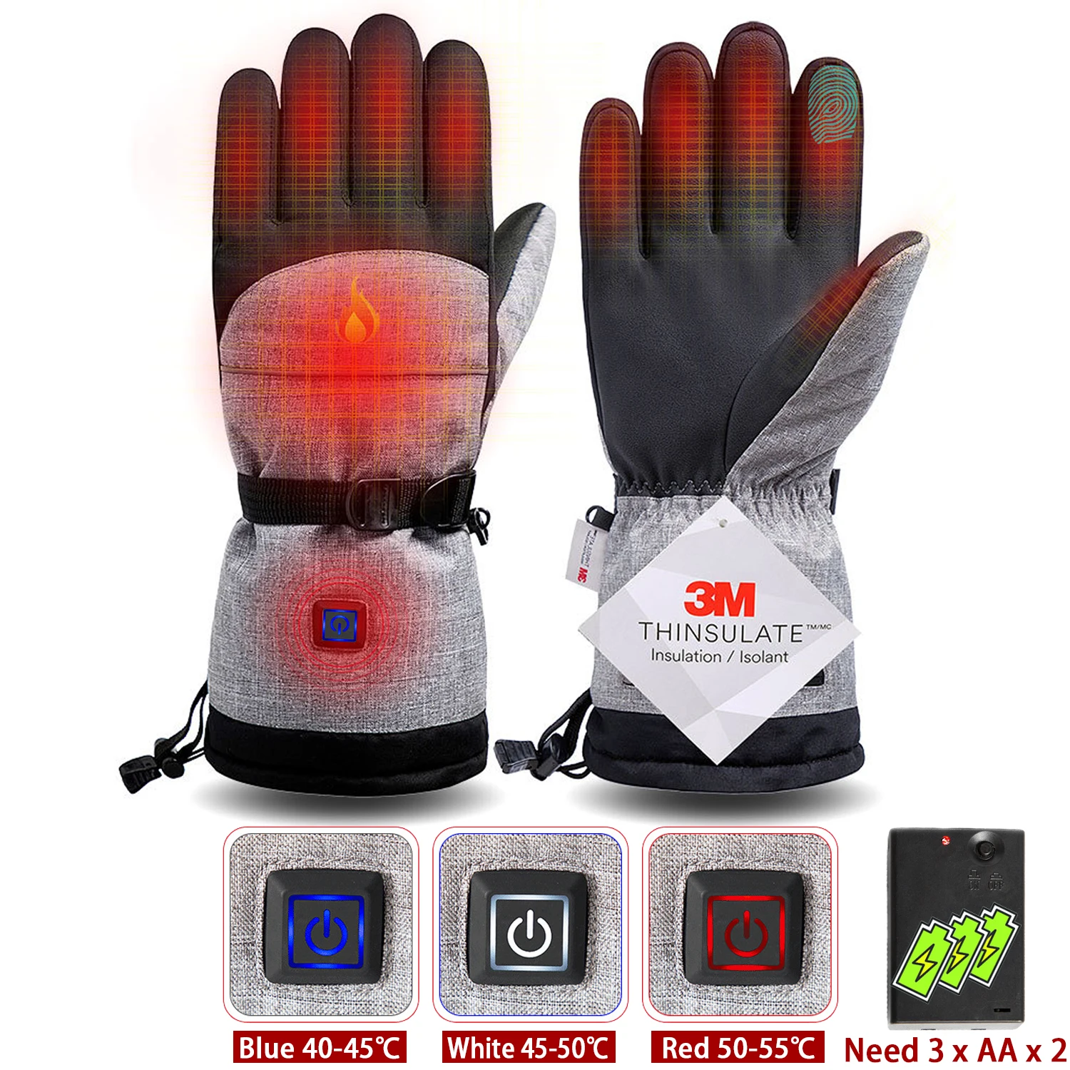 3M Cotton Heating Gloves Winter Hand Warmer Electric Thermal Gloves Waterproof H - £115.93 GBP