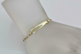 Fine 10K Yellow Gold Diamond Cut Figaro Link Baby Child ID Bracelet 5.5&quot;L 1.8g - £92.34 GBP