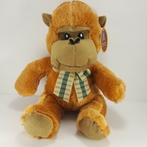 Calplush Brown Monkey Plush Stuffed Chimp Gorilla Plaid Bow Tie Animal Cal Plush - £13.13 GBP