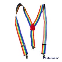 Rainbow Suspenders 1.5&quot; wide stretch pride cosplay belt - £12.75 GBP