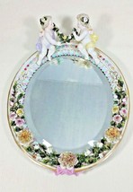 Antique Sitzendorf (East Germany) Porcelain Oval Wall or Table Beveled Mirror - £2,116.03 GBP