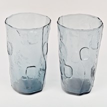 Vtg 60s Decatur Thumbprint Smoke Grey Set of 2 Texglass Tumbler Glasses MCM 5.5&quot; - £25.69 GBP