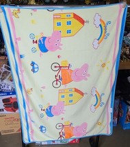 Baby Size Blanket With A Picture Of Peppa Pig Bicycle House Rainbow Clouds Car - £20.46 GBP