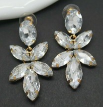 Beautiful Vintage Style Clear Navette Rhinestone Drop EARRINGS Jewellery - £11.55 GBP