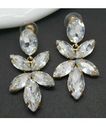 Beautiful Vintage Style Clear Navette Rhinestone Drop EARRINGS Jewellery - £11.80 GBP